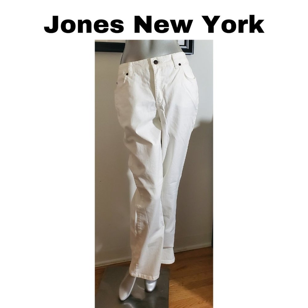 Jones New York Mercer Bootcut Stretch Jeans - Size 12, Off-White, Slimming
